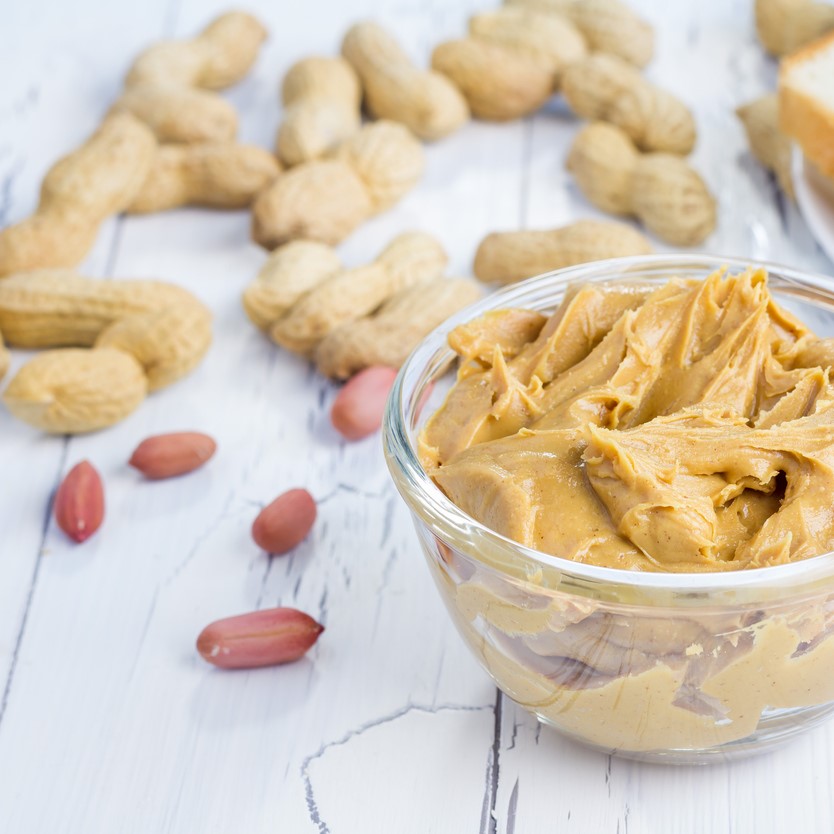 Peanut butter and peanuts in and out of shells
